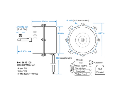 Fan Motor, 53000 CFM (MC61, M250) PN: 6615100