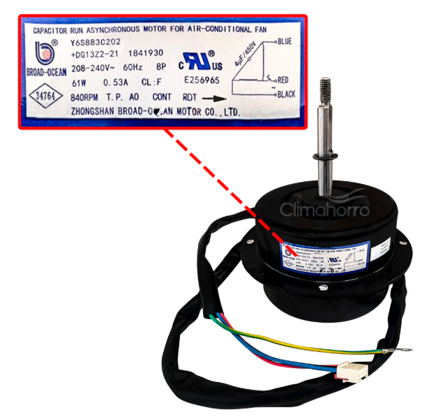 Fan Motor, Outdoor, 24000 BTU (H24HP2A)